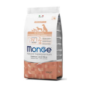  Monge All Breeds Puppy & Junior Salmon and Rice kutyatáp – 2,5 kg