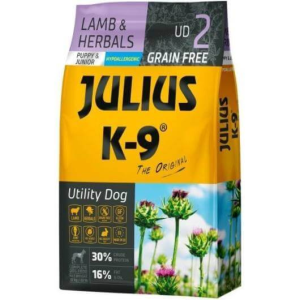  Julius-K9 GF Hypoallergenic Utility Dog Puppy & Junior Lamb & Herbals – 2×10 kg
