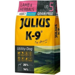  Julius-K9 GF Hypoallergenic Utility Dog Adult Lamb & Herbals – 340 g