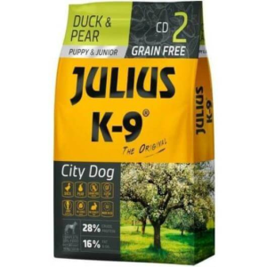 Julius-K9 GF City Dog Puppy & Junior Duck & Pear – 2×10 kg