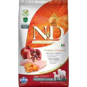  N&D Dog Grain Free csirke&gránátalma sütőtökkel adult medium&maxi kutyatáp – 2×12 kg