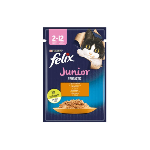  FELIX FANTASTIC Junior Csirkével aszpikban nedves macskaeledel – 4×100 g
