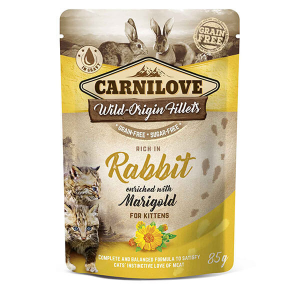  Carnilove Cat tasakos Kitten Rabbit with Marigold – Nyúl körömvirággal – 85 g