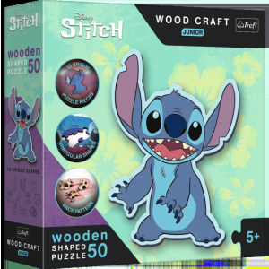Trefl 50 db-os Wood Craft Shaped Prémium Fa Puzzle - Lilo és Stitch (20205)