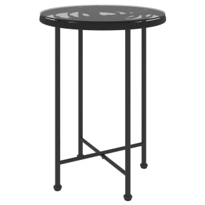 vidaXL fekete edzett üveg és acél étkezőasztal Ø55 cm (319435)