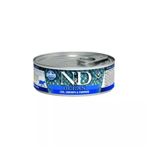 N&D Cat Ocean konzerv tőkehal&garnélarák sütőtökkel 70g
