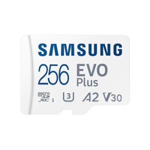 SMG PCC SAMSUNG Memóriakártya, EVO Plus microSD kártya (2021) 256GB, CLASS 10, UHS-1, U3, V30, A2, + Adapter, R130/W