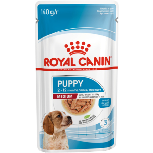  Royal Canin Medium Puppy - Nedves táp közepes testű kölyök kutya részére (10 x 140 g) 1.4 kg