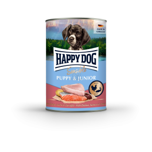  Happy Dog Supreme Sensible Puppy & Junior konzerv - csirke, lazac és burgonya 200 g