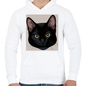 PRINTFASHION Cat - Férfi kapucnis pulóver - Fehér