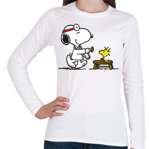 PRINTFASHION Snoopy és Woodstock - Női hosszú ujjú póló - Fehér