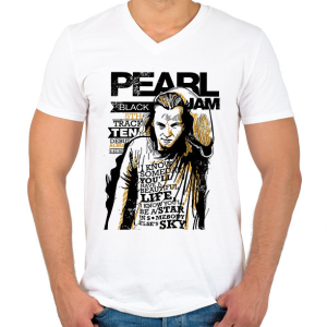 PRINTFASHION Pearl Jam - Férfi V-nyakú póló - Fehér