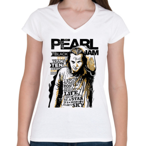 PRINTFASHION Pearl Jam - Női V-nyakú póló - Fehér