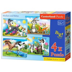 Castorland 4 az 1-ben puzzle (8,12,15,20 db-os) - Anyák és kicsinyeik (B-041053)