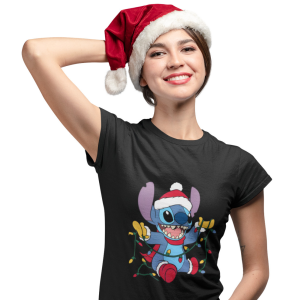  Stitch Karácsonyi Égők - Karácsonyi Női Póló