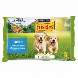 Nestlé hungária kft Friskies Junior teljes értékű eledel kölyökkutyáknak csirkével-borsóval aszpikban 4 x 100 g (400 g)