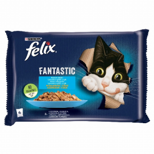Nestlé hungária kft Felix Fantastic Lazaccal/Lepényhallal aszpikban nedves macskaeledel 4 x 85 g (340 g)