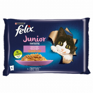 Nestlé hungária kft Felix Fantastic Junior Csirkével/Lazaccal aszpikban nedves macskaeledel 4 x 85 g (340 g)