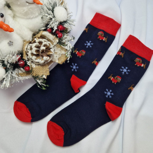  Karácsonyi-mikulásos zokni tacskós mintás 39-42