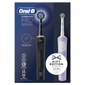 Oral-B Vitality Pro D103 elektromos fogkefe Duo csomag, Fekete - Lila (D103.423.3H)