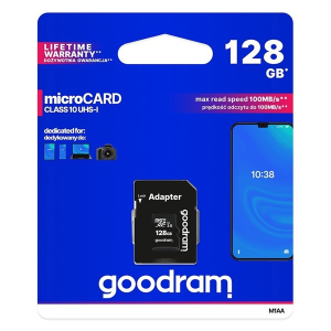 Goodram memóriakártya 128gb (microsdxc - class 10, uhs-1) + sd adapter m1aa-1280r12 / m1aa-1280r11