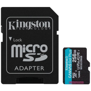 Kingston memóriakártya 256gb (microsdxc canvas go plus - class 10, v30, uhs-1, u3) + sd adapter sdcg3/256gb