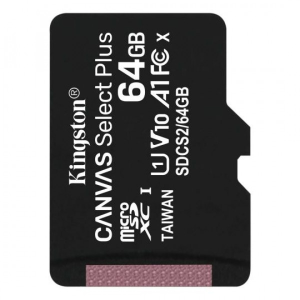 Kingston memóriakártya 64gb (microsdxc canvas select plus - class 10, uhs-1, a1) + sd adapter sdcs2/64gb