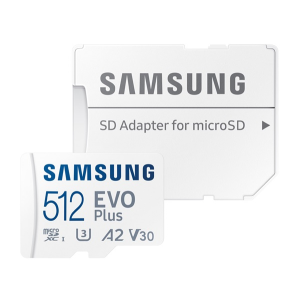 Samsung memóriakártya 512gb (microsdxc evoplus blue - class 10, uhs-1) + sd adapter mb-mc512ka-eu