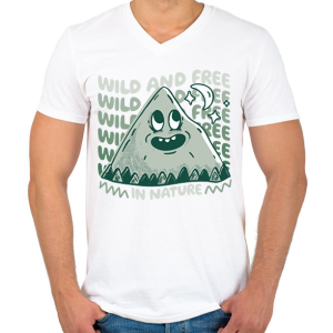 PRINTFASHION Wild and free in nature - Férfi V-nyakú póló - Fehér