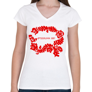 PRINTFASHION Két pejló páros minta #2 - Női V-nyakú póló - Fehér