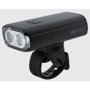 BBB Cycling kerékpáros első lámpa BLS-172 StrikeDuo, 1600 lumen, 7 mód, USB-C tölthető 5200 mAh akku, gumis felfogatással, távirányító kompatibilis (BLS-1