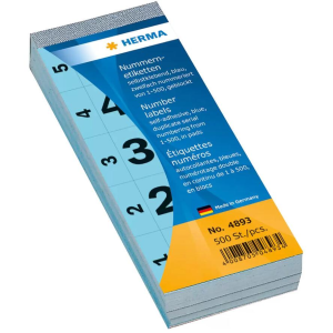HERMA Nummernblock selbstklebend 1-500 blau 28x56 mm (4893)