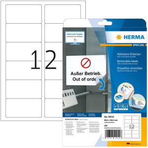 HERMA Etiketten A4 weiß 88,9x46,6 mm ablösbar Papier 300 St. (10010)