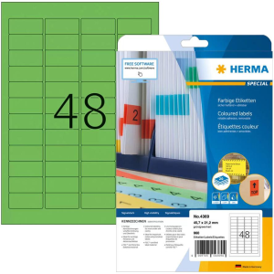 HERMA Etiketten A4 grün 45,7x21,2 mm Papier matt 960 St. (4369)