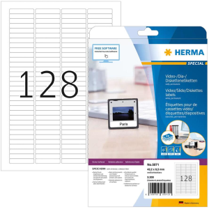 HERMA Dia-Etiketten A4 weiß 43,2x8,5 mm Papier matt 3200 St. (5071)