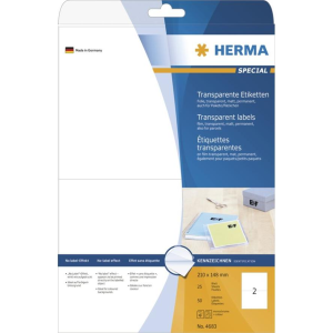 HERMA Etiketten transp. matt A4 210x148 mm Folie 50 St. (4683)