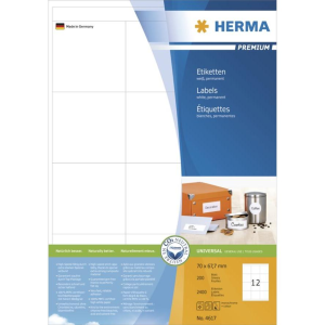 HERMA Etiketten Premium A4 weiß 70x67,7 mm Papier 2400 St. (4617)