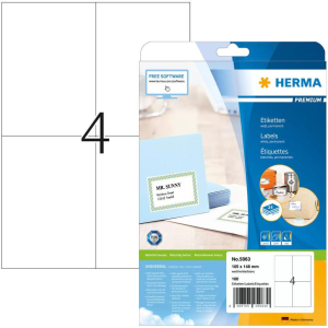 HERMA Etiketten Premium A4 weiß 105x148 mm Papier 100 St. (5063)