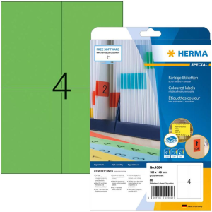 HERMA Etiketten A4 grün 105x148mm Papier matt ablösbar 80St. (4564)