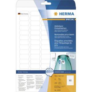 HERMA Preisetik. A4 weiß 35,6x16,9 mm ablösb Papier 2000 St. (10002)