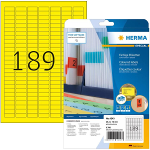 HERMA Etiketten A4 gelb 25,4x10 mm Papier matt 3780 St. (4243)