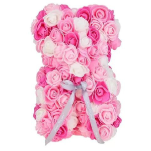  Tarka rózsaszín virágmaci 25 cm
