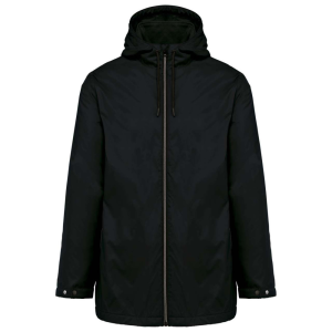 KARIBAN kapucnis unisex kabát, mikropolár béléssel KA6153, Black-XL