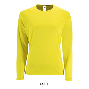 SOL&#039;S Női hosszú ujjú sport póló SO02072, Neon Yellow-XL