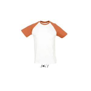 SOL&#039;S FUNKY raglános kétszínű férfi rövid ujjú póló SO11190, White/Orange-2XL