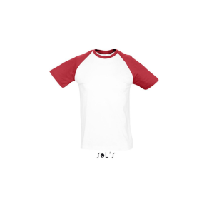 SOL&#039;S FUNKY raglános kétszínű férfi rövid ujjú póló SO11190, White/Red-L