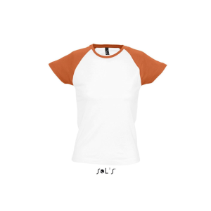 SOL&#039;S MILKY raglános kétszínű Nöi rövid ujjú póló SO11195, White/Orange-XL