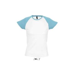 SOL&#039;S MILKY raglános kétszínű Nöi rövid ujjú póló SO11195, White/Atoll Blue-XL