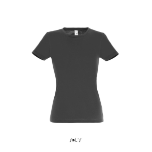 SOL&#039;S MISS Női kereknyakú rövid ujjú pamut póló SO11386, Dark Grey-XL