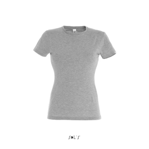 SOL&#039;S MISS Női kereknyakú rövid ujjú pamut póló SO11386, Grey Melange-L